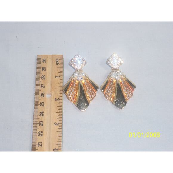 Tri color gold silver 4pc necklace set, wedding MOB bridal prom party necklace - Picture 7 of 9